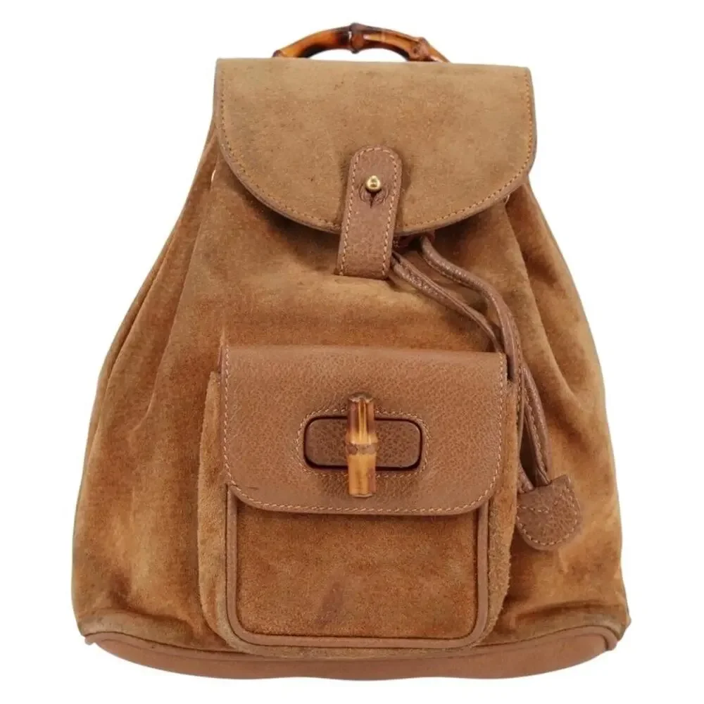 Gucci Bamboo Suede Backpack Brown